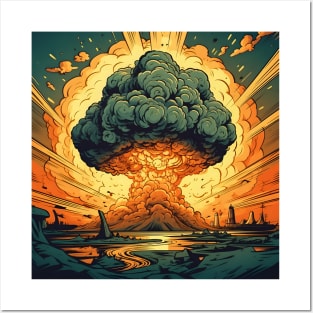 Colourful illustration of nuclear explosion Posters and Art